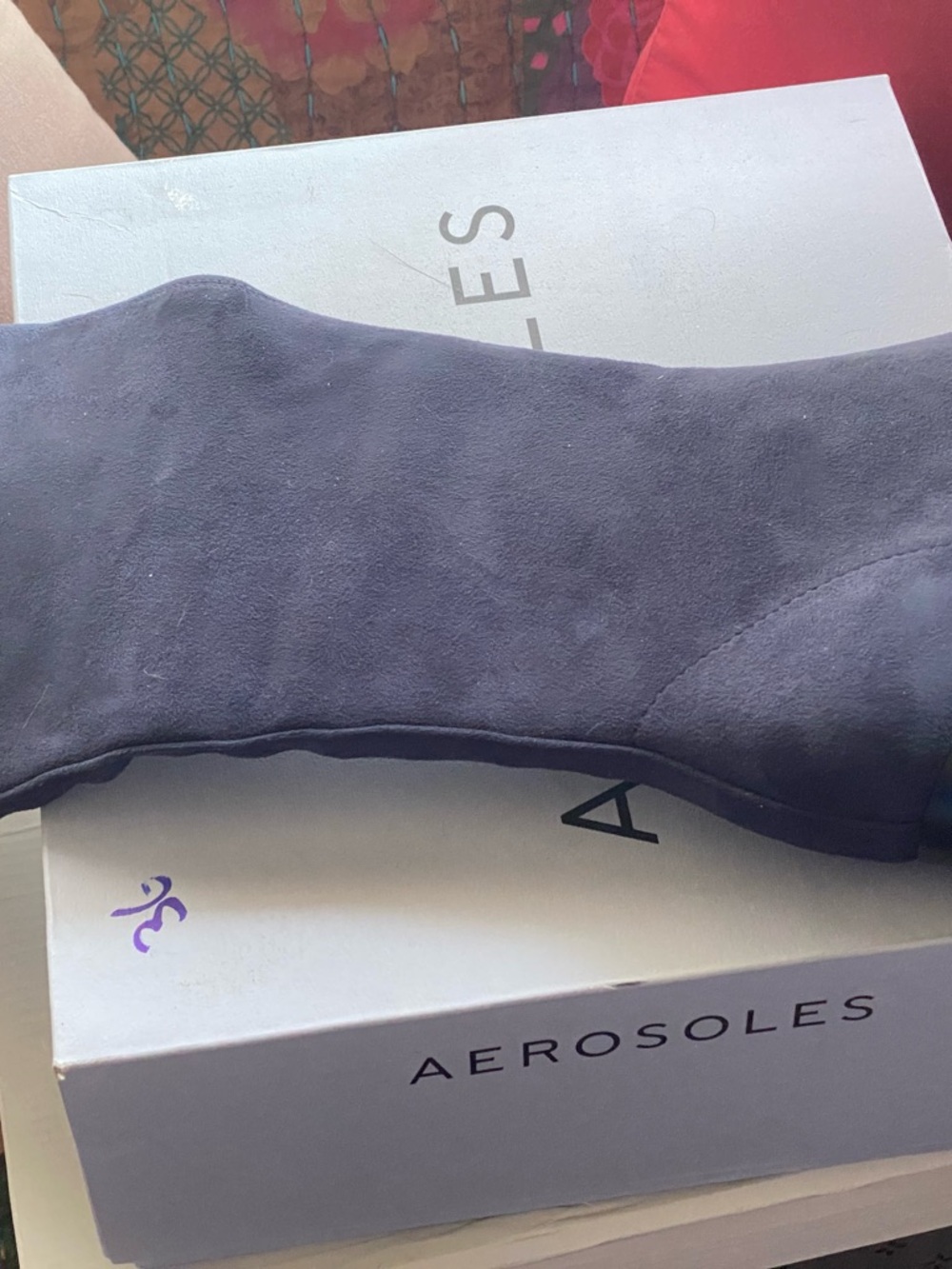 AEROSOLES Navy Suede Ankle Heel